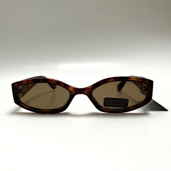 House of Harlow 1960 Slim Rectangle Oval Sunglasses Tortoise Shell NWT Brown XX